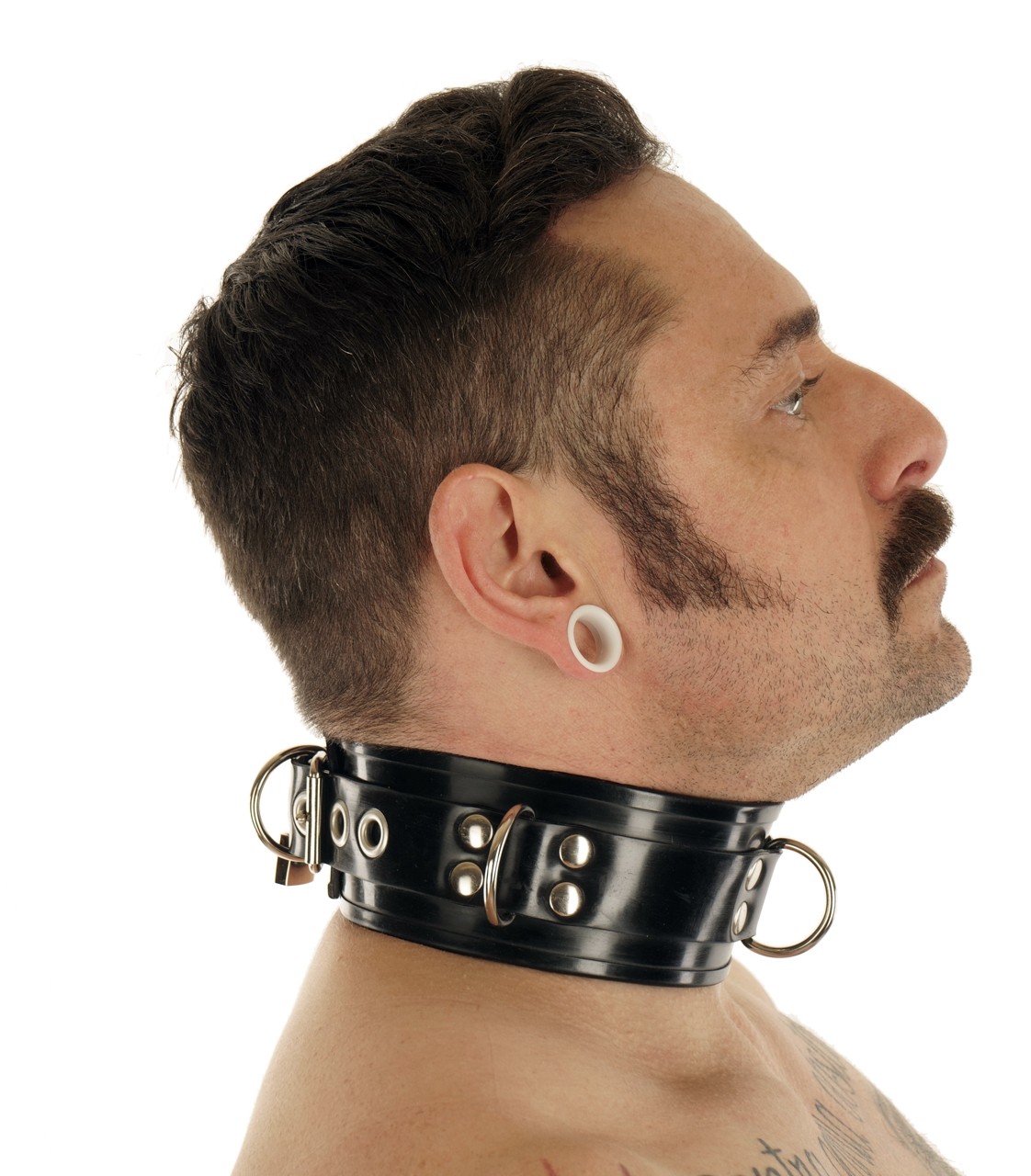 High-End Bondage Latex-Halsband, 6 cm breit, abschließbar