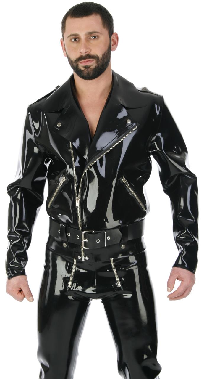 Bikerjacke mit Gürtel, 0,90 mm Latex