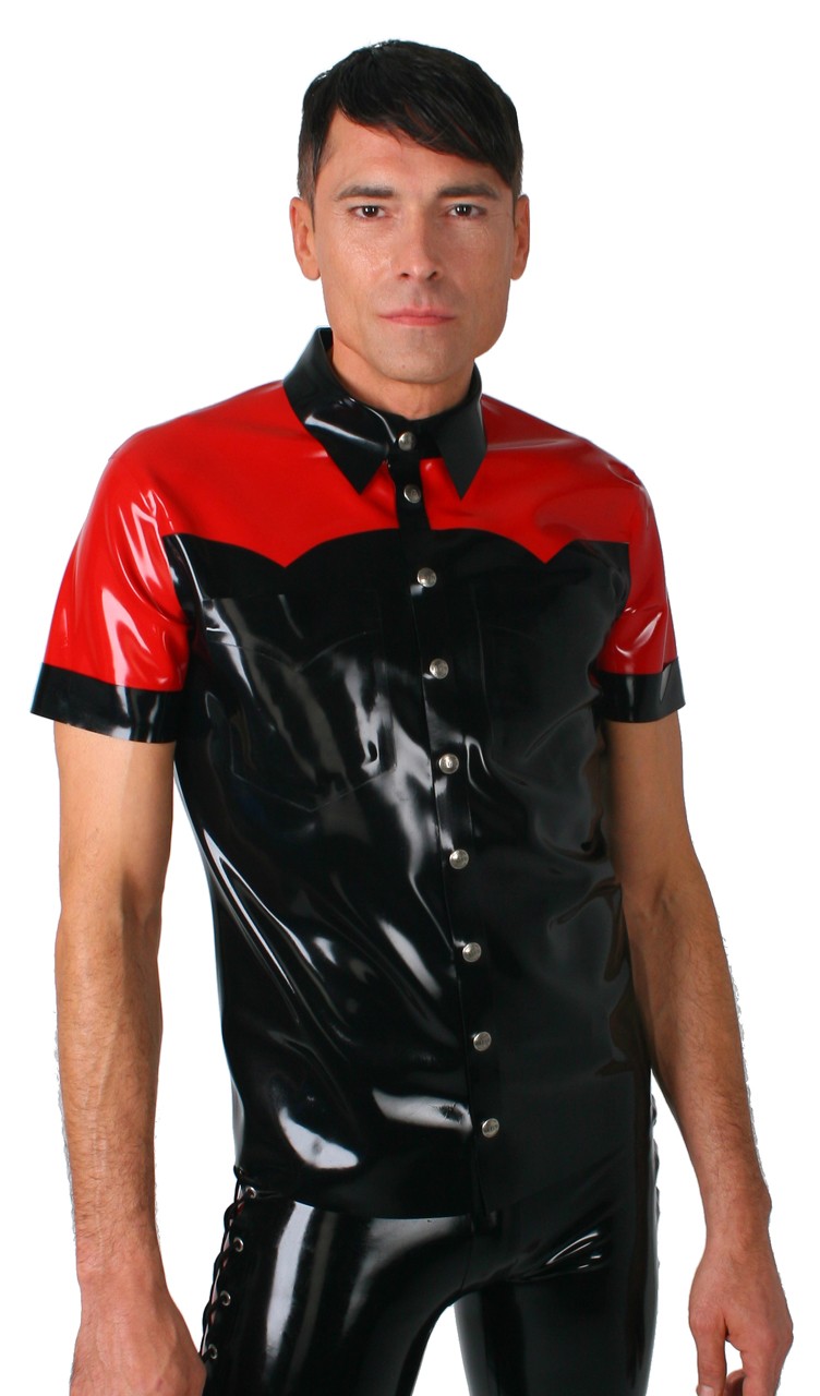 Slimfithemd mit kurzem Arm, zweifarbig, 0,60 mm Latex