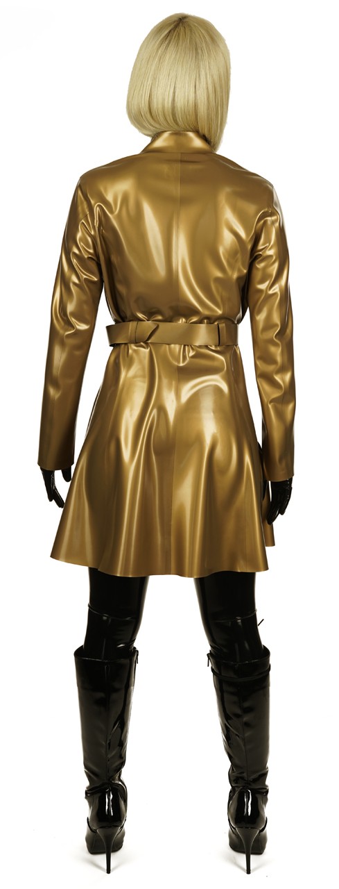 Latex Damen Kurzmantel, Metallic, 0,60 mm Latex