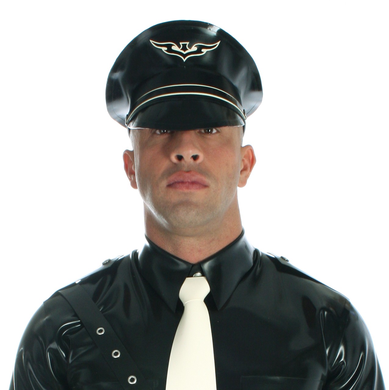 Latex Schirmmütze mit Emblem