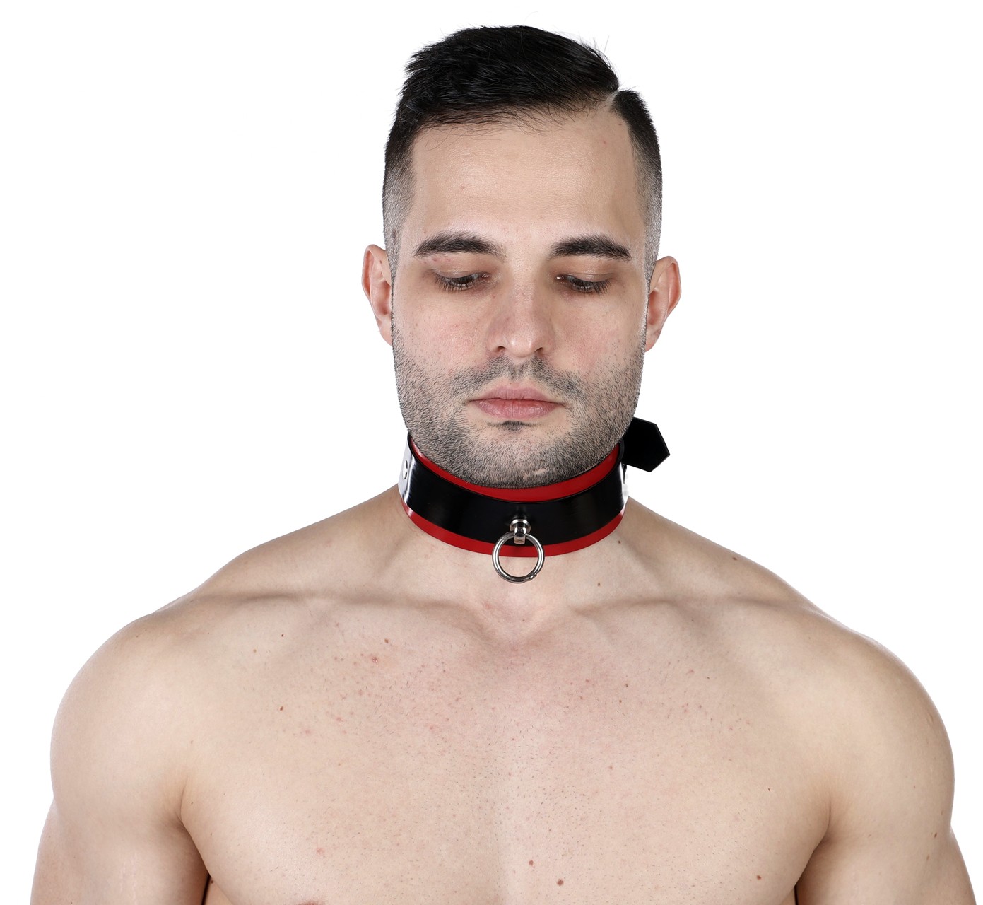 Latex-Halsband, 5 cm breit, mit Ring, abschließbar, 2,10 mm