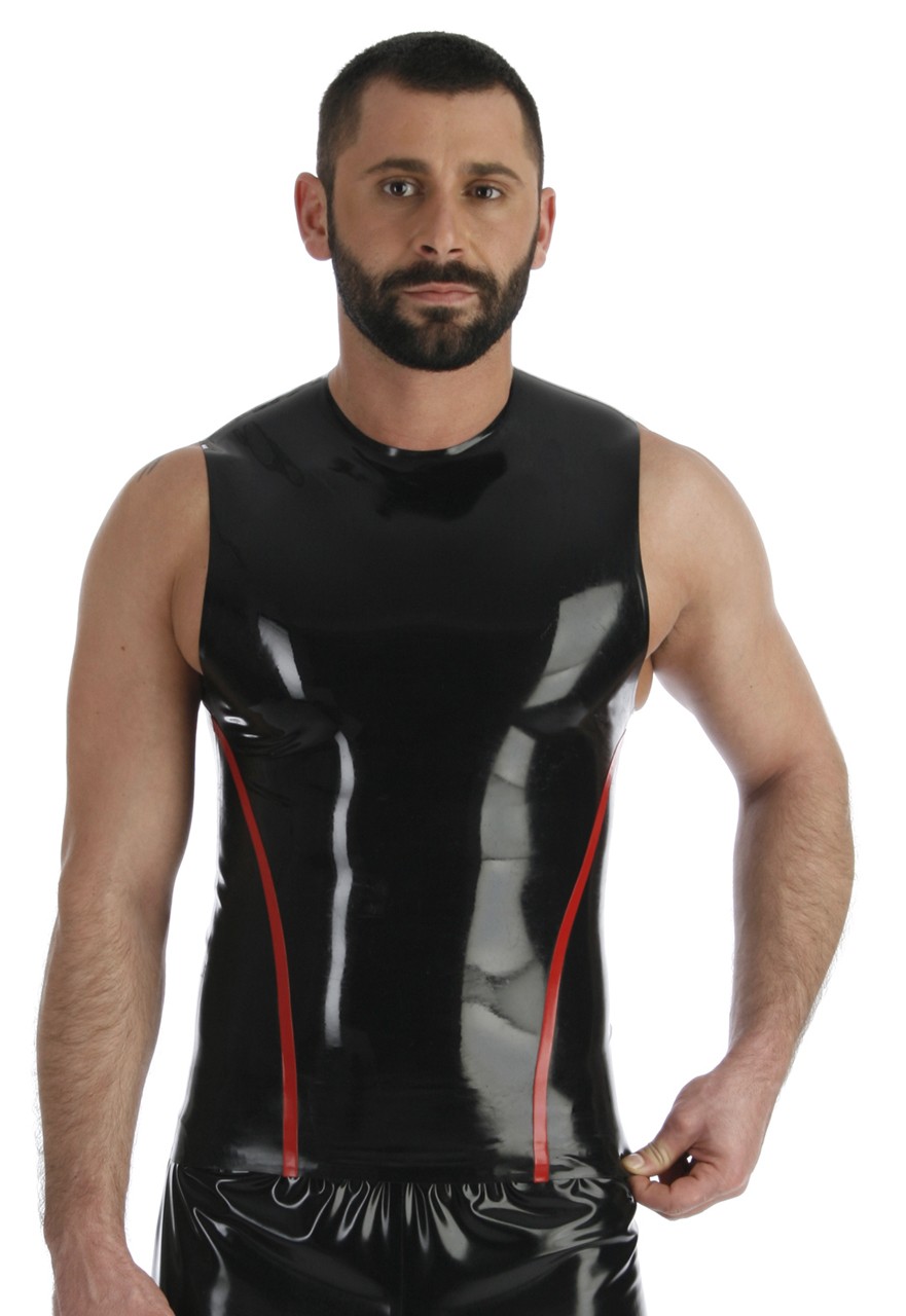 Shirt, ärmellos mit farbiger Paspel, 0,35 mm Latex