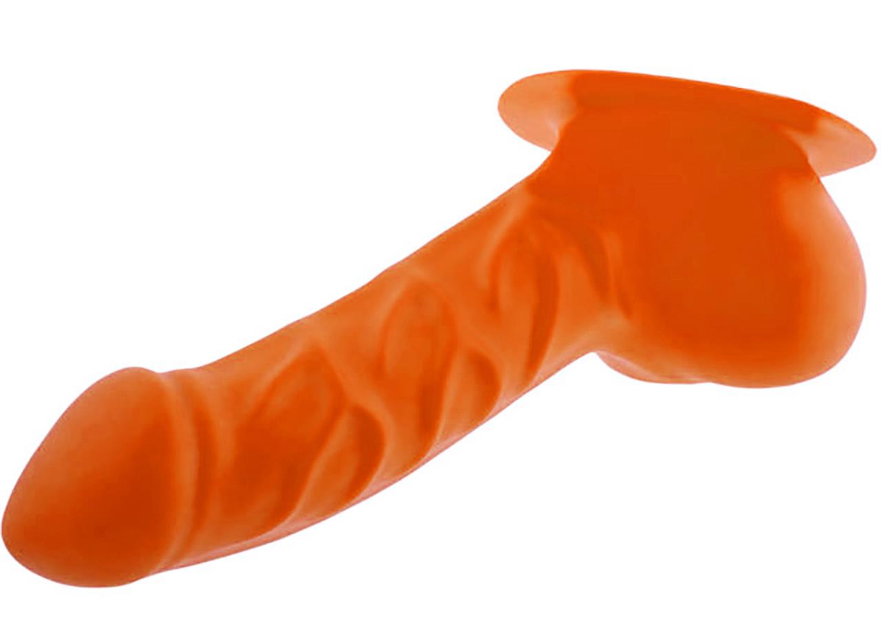 Hodenpräservativ Carlos zum Anarbeiten, neon-orange