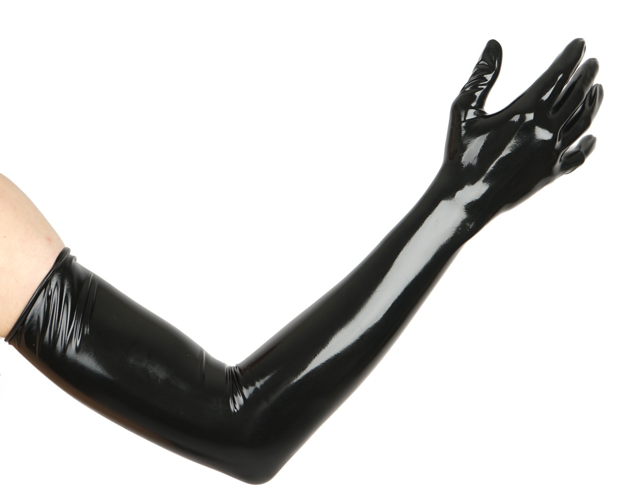 Dünne lange Handschuhe mit Rollrand, 0,25 mm Latex