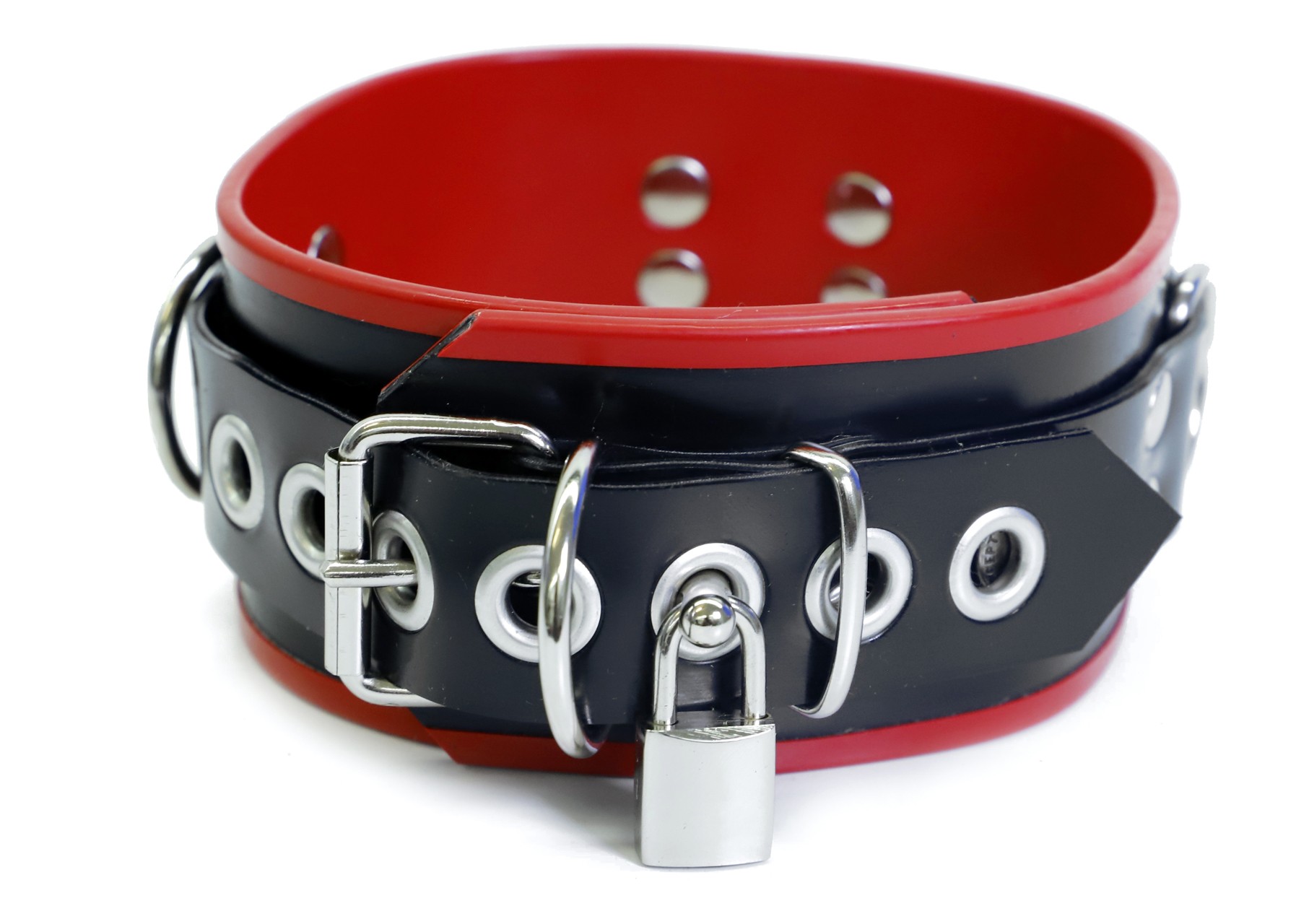 High-End Bondage Latex-Halsband, 6 cm breit, abschließbar