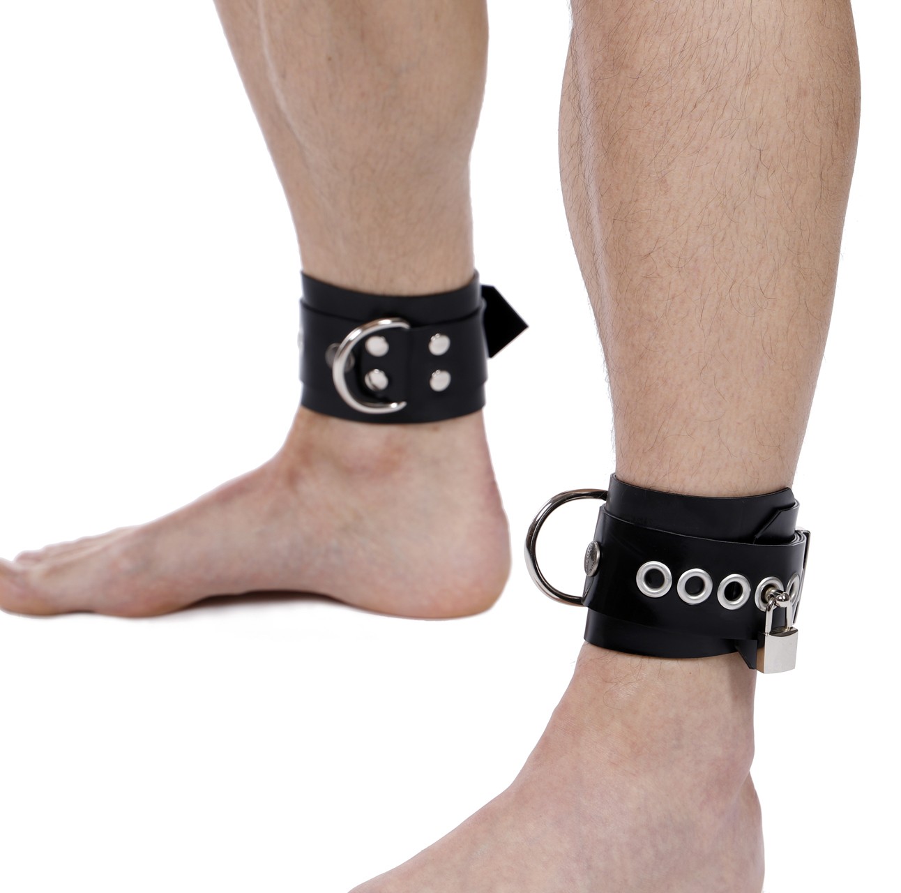 Latex-Fußfessel, 7 cm breit, abschließbar