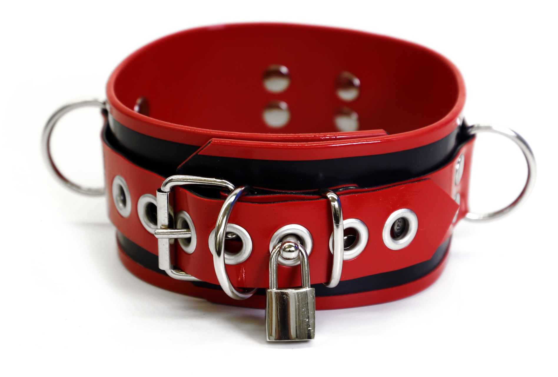 High-End Bondage Latex-Halsband, 6 cm breit, abschließbar