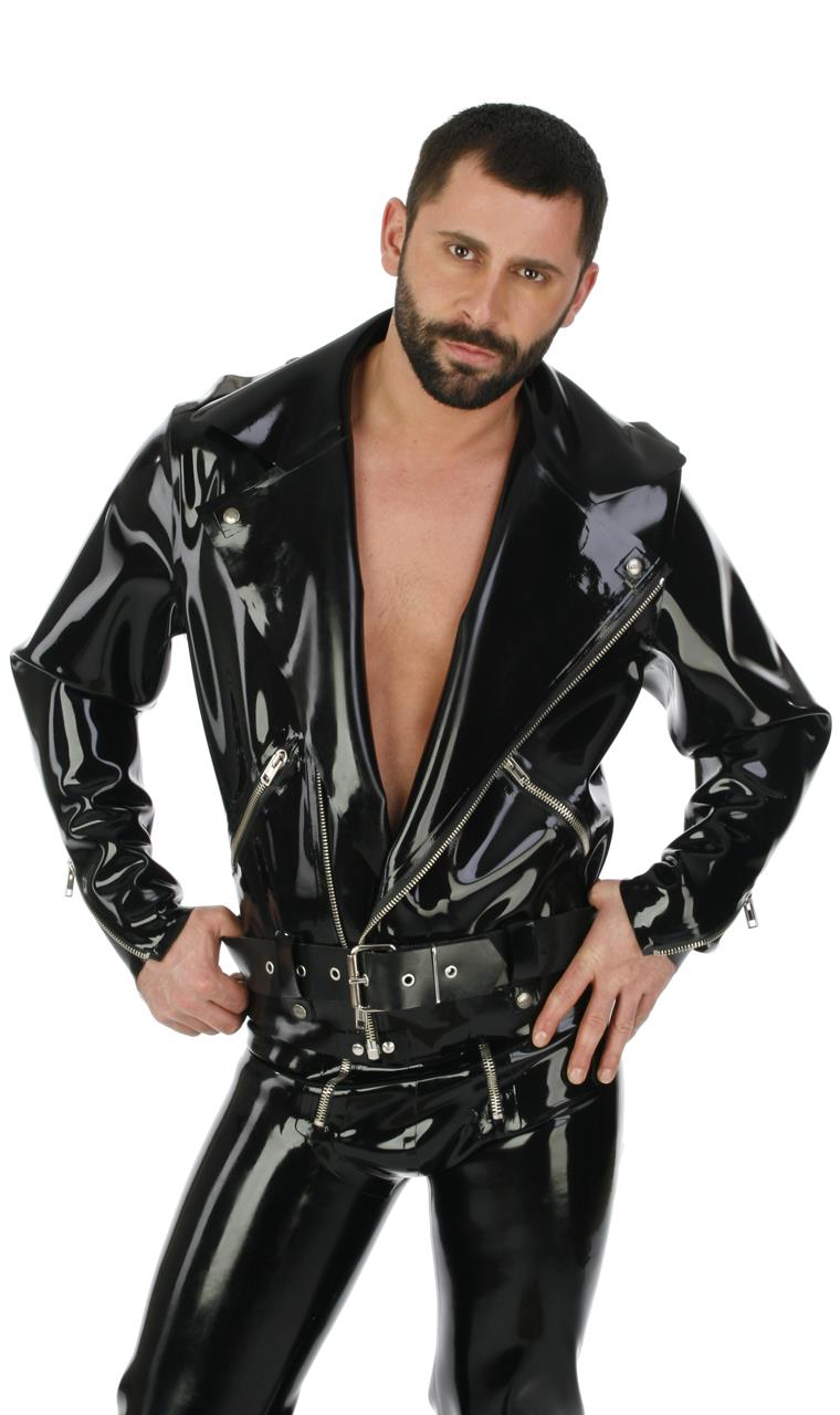 Bikerjacke mit Gürtel, 0,90 mm Latex