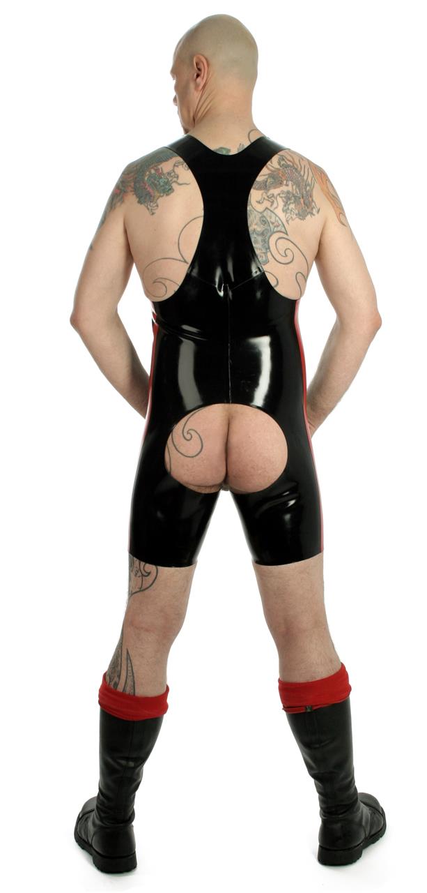 Trägershortanzug mit Chapsausschnitt, 0,35 mm Latex