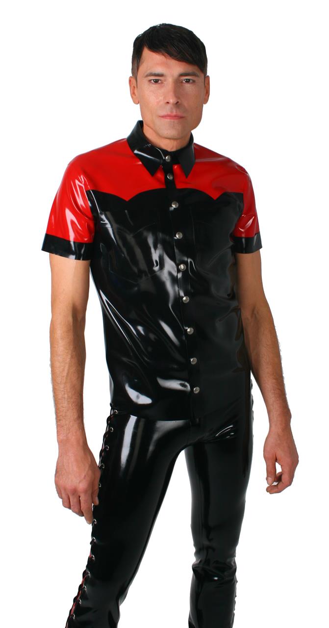 Slimfithemd mit kurzem Arm, zweifarbig, 0,60 mm Latex