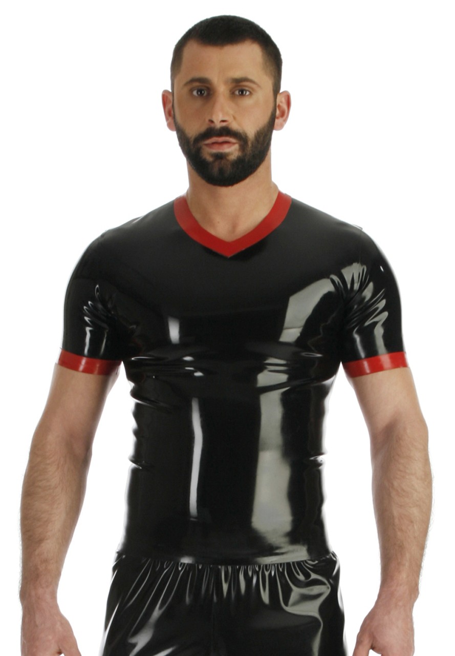T-Shirt mit V-Ausschnitt, 0,35 mm Latex