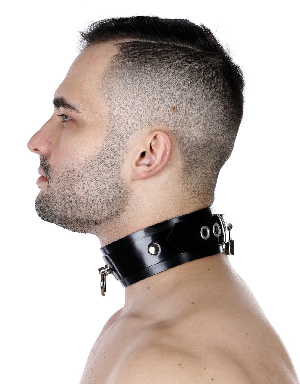 Latex-Halsband, 5 cm breit, mit Ring, abschließbar, 2,10 mm