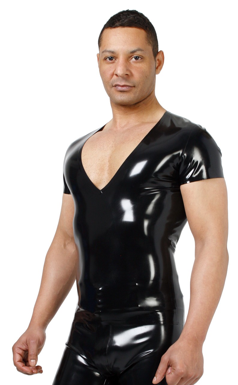 T-Shirt mit tiefem V-Ausschnitt, 0,35 mm Latex