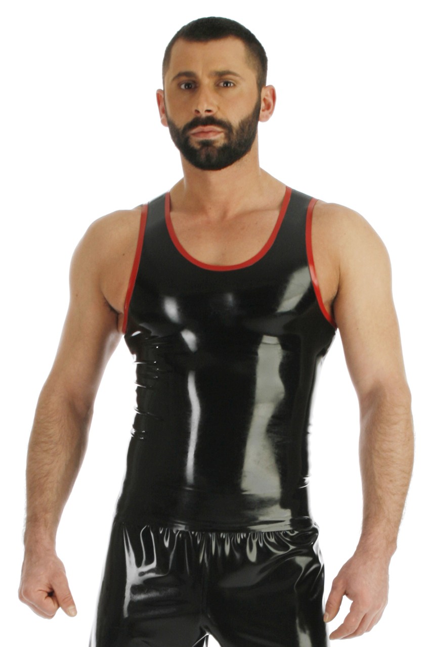 Trägershirt mit farbigen Säumen, Latex 0,35 mm