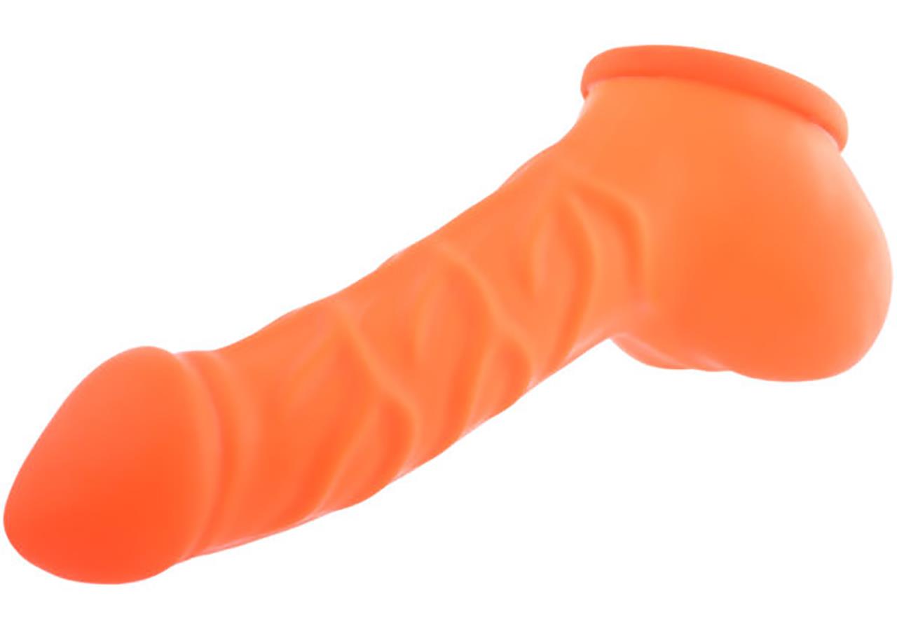 Hodenpräservativ Franz, mit Rollrand, neon-orange