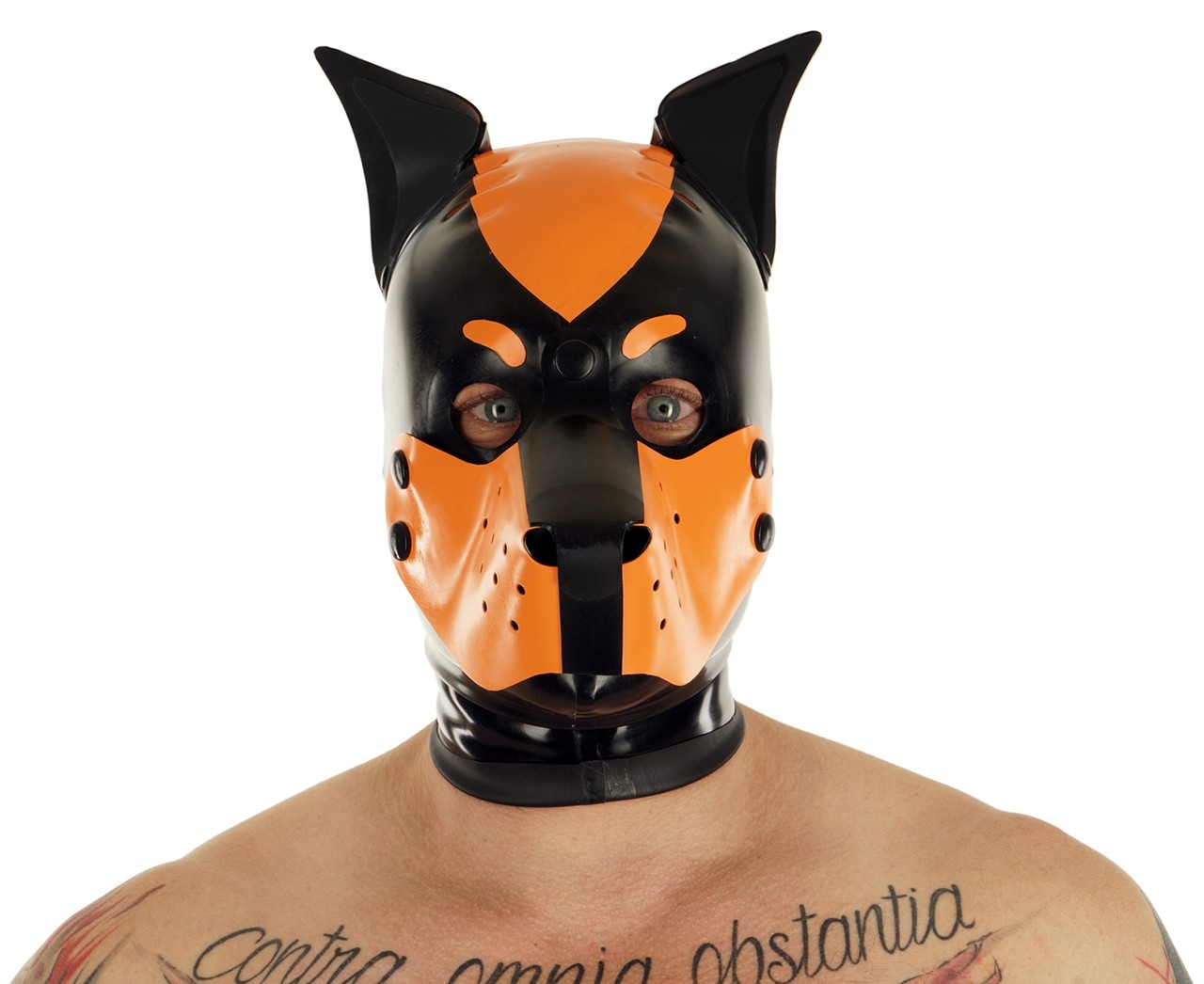 Hundemaske, abknöpfbare Schnauze, Stehohren , 0,60 mm Latex