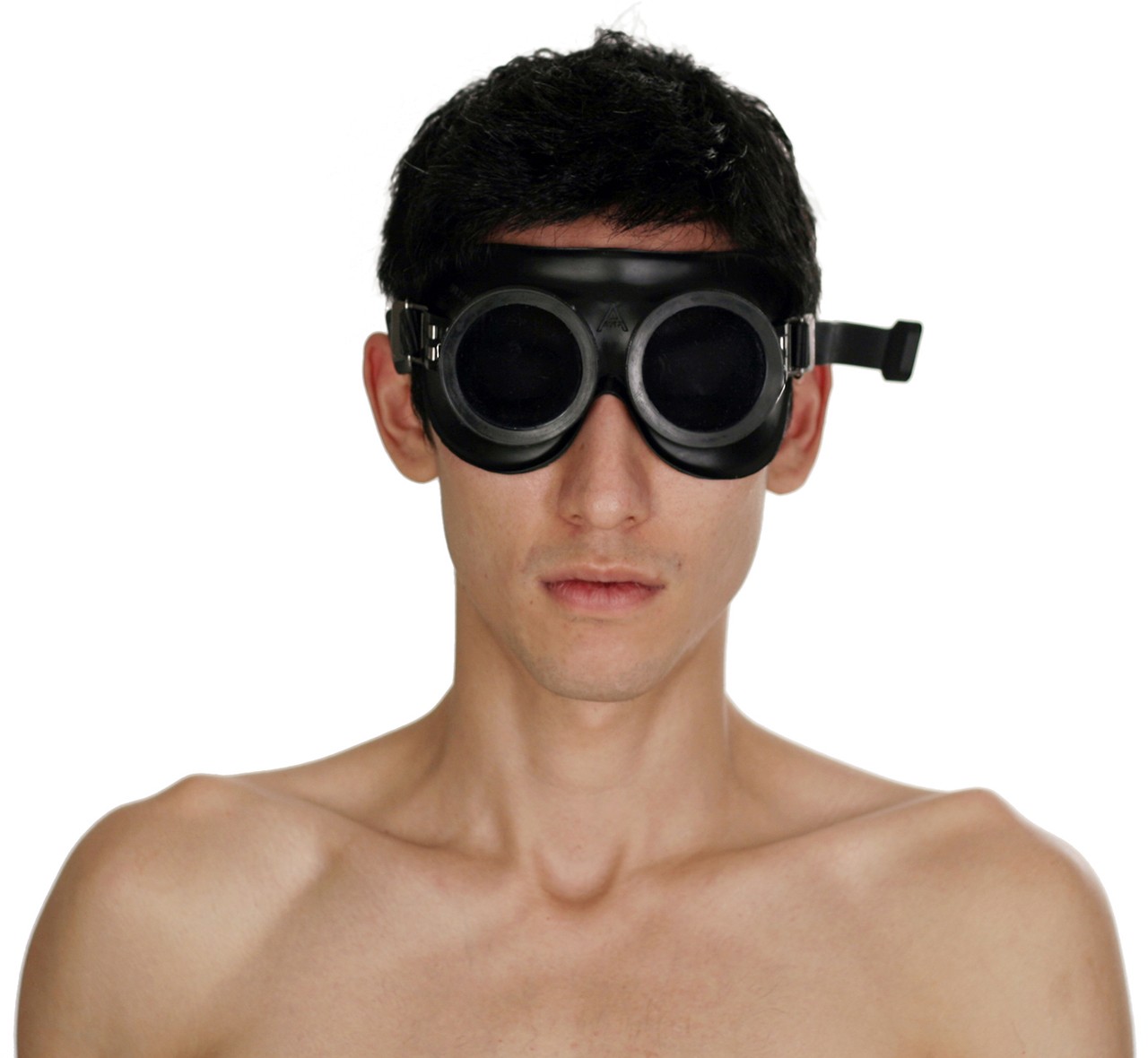 Schutzbrille, schwarz mit schwarz getönten Augengläsern