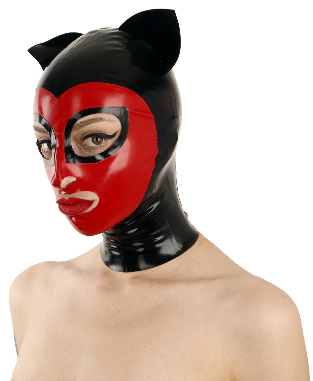 Latex Katzenmaske mit Ohren