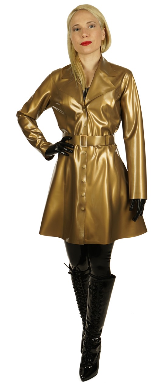 Latex Damen Kurzmantel, Metallic, 0,60 mm Latex