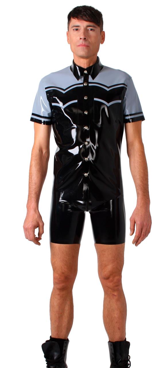 Slimfithemd mit kurzem Arm, zweifarbig, 0,60 mm Latex