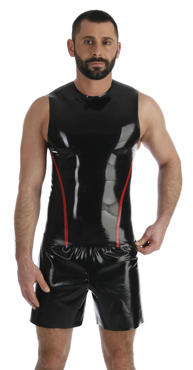 Shirt, ärmellos mit farbiger Paspel, 0,35 mm Latex