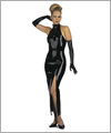 01018 Backless ankle length latex dress with collar