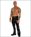 20022 Latex sailor front Jeans, coloured plastic zips
