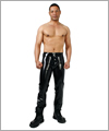 20017 Latex sailor front Jeans, low waist, metal zips