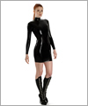 01003 Latex mini dress with stand up collar