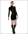 01003 Latex Minikleid mit Stehkragen und langem Arm