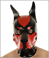 40577 Dog mask, detachable snout, pointed ears, black/red