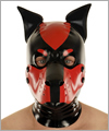 40572 Dog mask, detachable snout, black standing ears, black/red