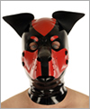 40579 Dog mask, detachable snout, wiggling pointy ears, black/red