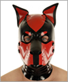 40578 Dog mask, detachable snout, coloured standing ears, black/red
