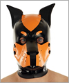 40572 Hundemaske, abknpfbare Schnauze, schwarze Stehohren, Schwarz/Orange