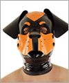 40573 Hundemaske, abknpfbare Schnauze, Schlappohren, Schwarz/Orange