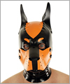 40577 Hundemaske, abknpfbare Schnauze, spitze Stehohren, Schwarz/Orange