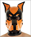 40578 Hundemaske, abknpfbare Schnauze, farbige Stehohren, Schwarz/Orange