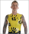 24009 Sleeveless latex T-shirt, hand print