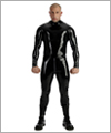 26025 Latex catsuit, shoulder and crotch zip, collared