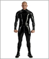 26025 Latex catsuit, shoulder and crotch zip, collared