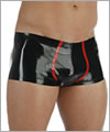 21022 Latex hipstershorts with coloured front trims