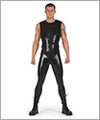 26017 Latex full body suit, sleeveless, 3-way around zip